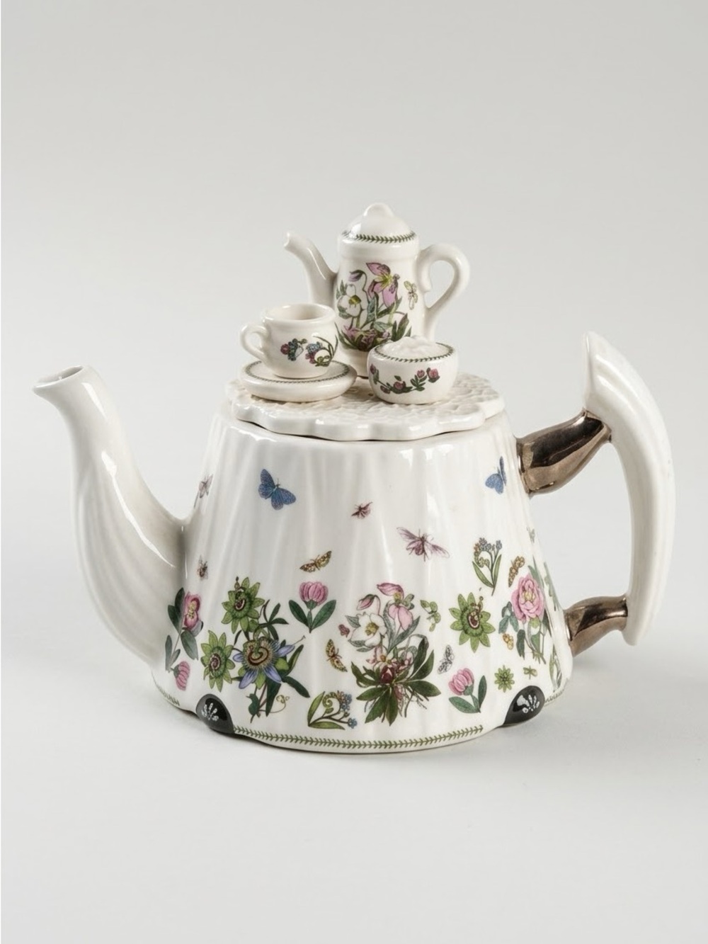 Portmeirion Botanic Garden Mini Figural Teapot & Lid Victorian Table Tea for One